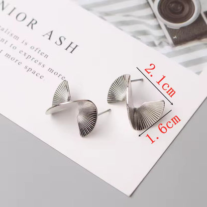 Spiral Twist Metal Dangle Earrings – Exaggerated Irregular Geometric Design, Elegant Smooth Brincos Jewelry