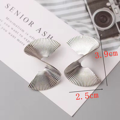 Spiral Twist Metal Dangle Earrings – Exaggerated Irregular Geometric Design, Elegant Smooth Brincos Jewelry