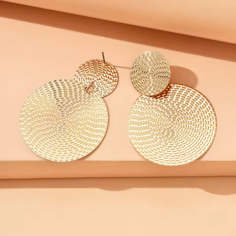 Boho Aura Earrings — Geometric Gold Design with Modern Artisan Elegance