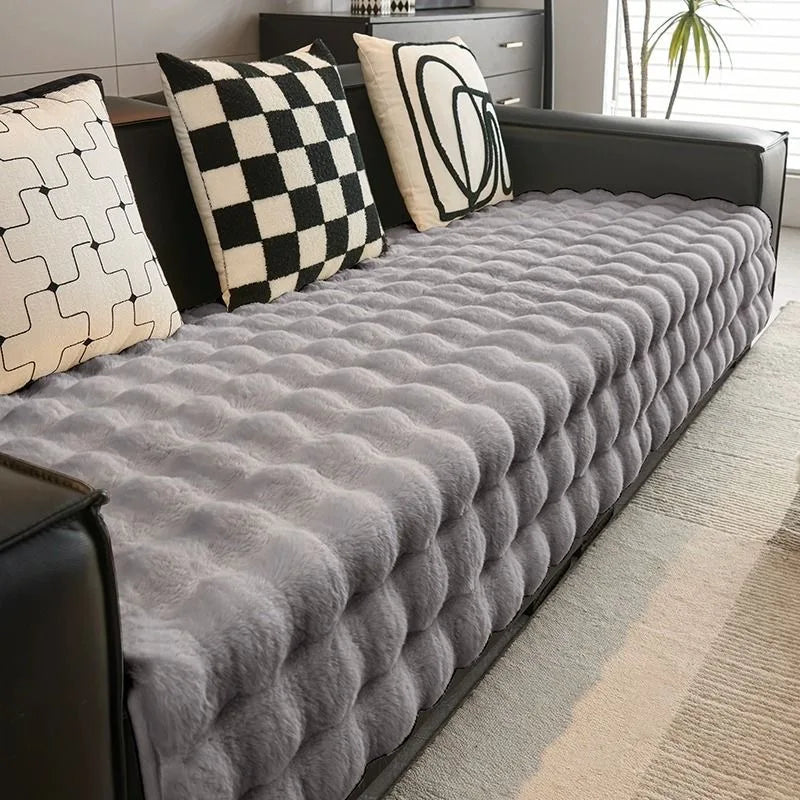 Soft, non-slip plush sofa cover