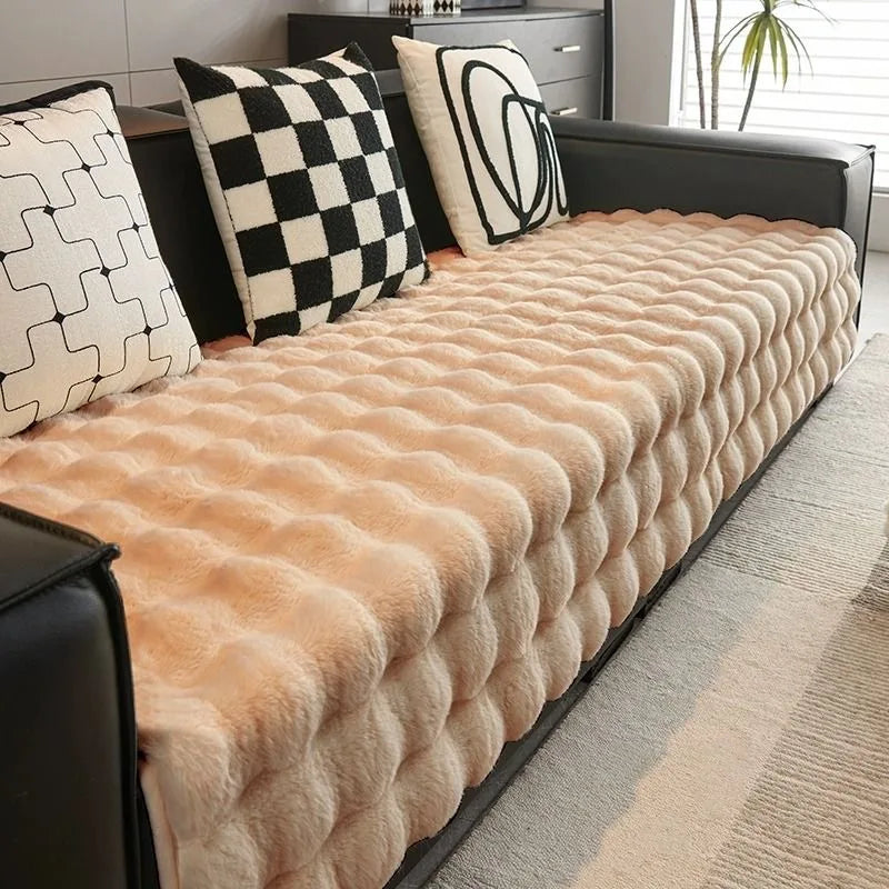 Soft, non-slip plush sofa cover