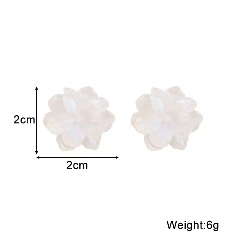 Elegant White Flower Stud Earrings for Women – Trendy 2025 Acrylic Floral Design, Lovely Fashion Jewelry