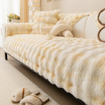 Soft, non-slip plush sofa cover