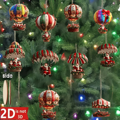 10 wooden Christmas baubles 2D Santa Claus!