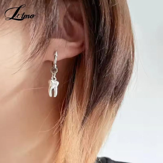 Stainless Steel Curved Barbell Earrings – Detachable Spike Piercing Jewelry for Women, Y2K Punk Party Style