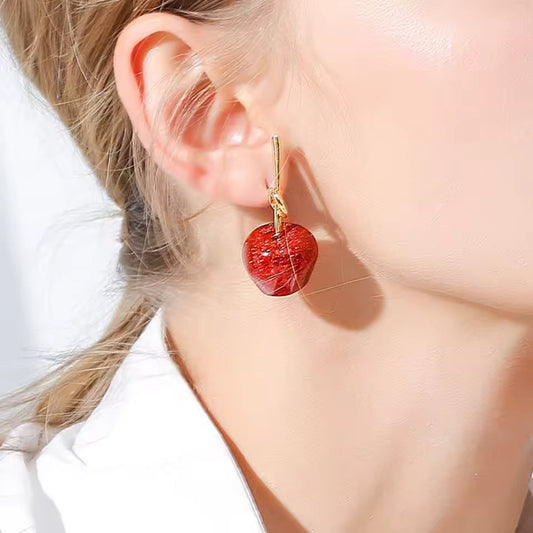 Sweet Cherry Drop Earrings for Women – Lovely Red Fruit Stud Earrings, Cute Fresh Style Jewelry Gift