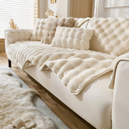 Soft, non-slip plush sofa cover