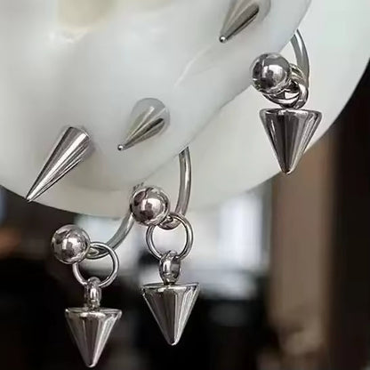 Stainless Steel Curved Barbell Earrings – Detachable Spike Piercing Jewelry for Women, Y2K Punk Party Style